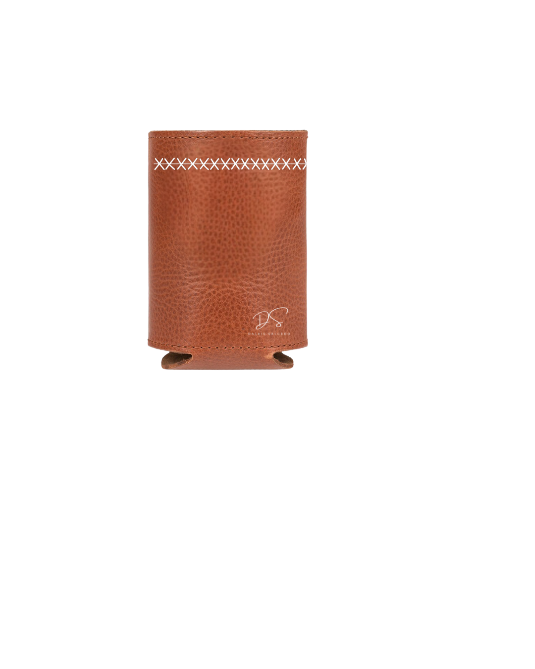 Leather Beer Can Cozy with Embroidery & Custom Initial