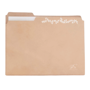 Handcrafted Leather Folder with Embroidery & Custom Initial Engraving