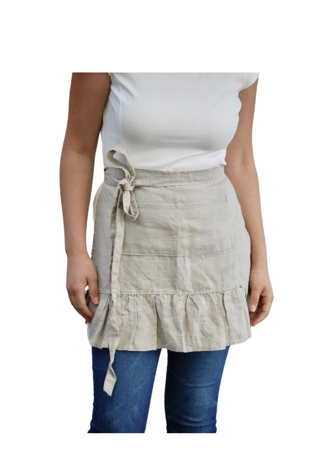 Linen vintage inspired half apron
